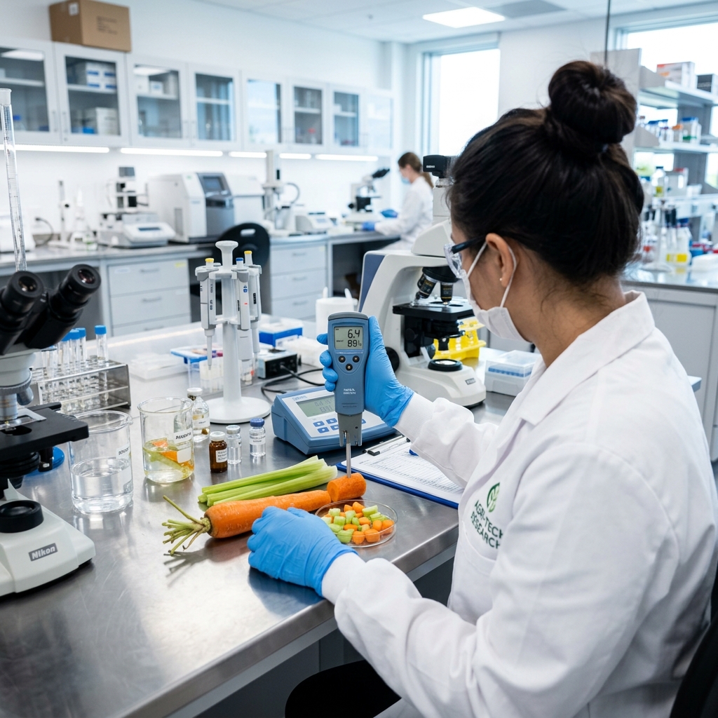 Laboratory technician analysing plants